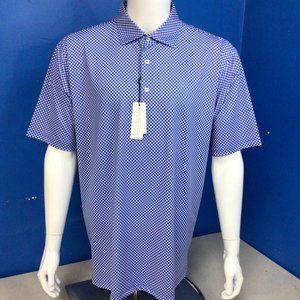NWT Turtleson Diagonal Gingham Performance Polo BLUES Size L